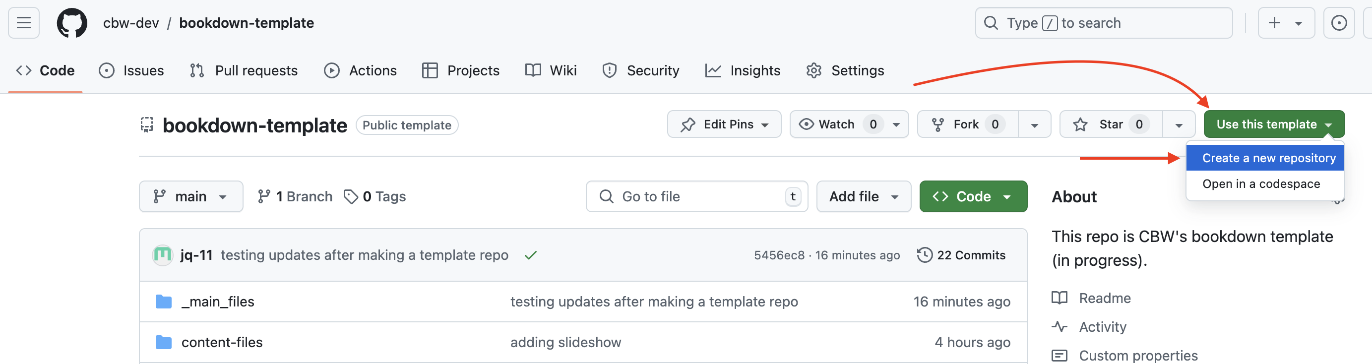 Image of the repo and how to find make a template