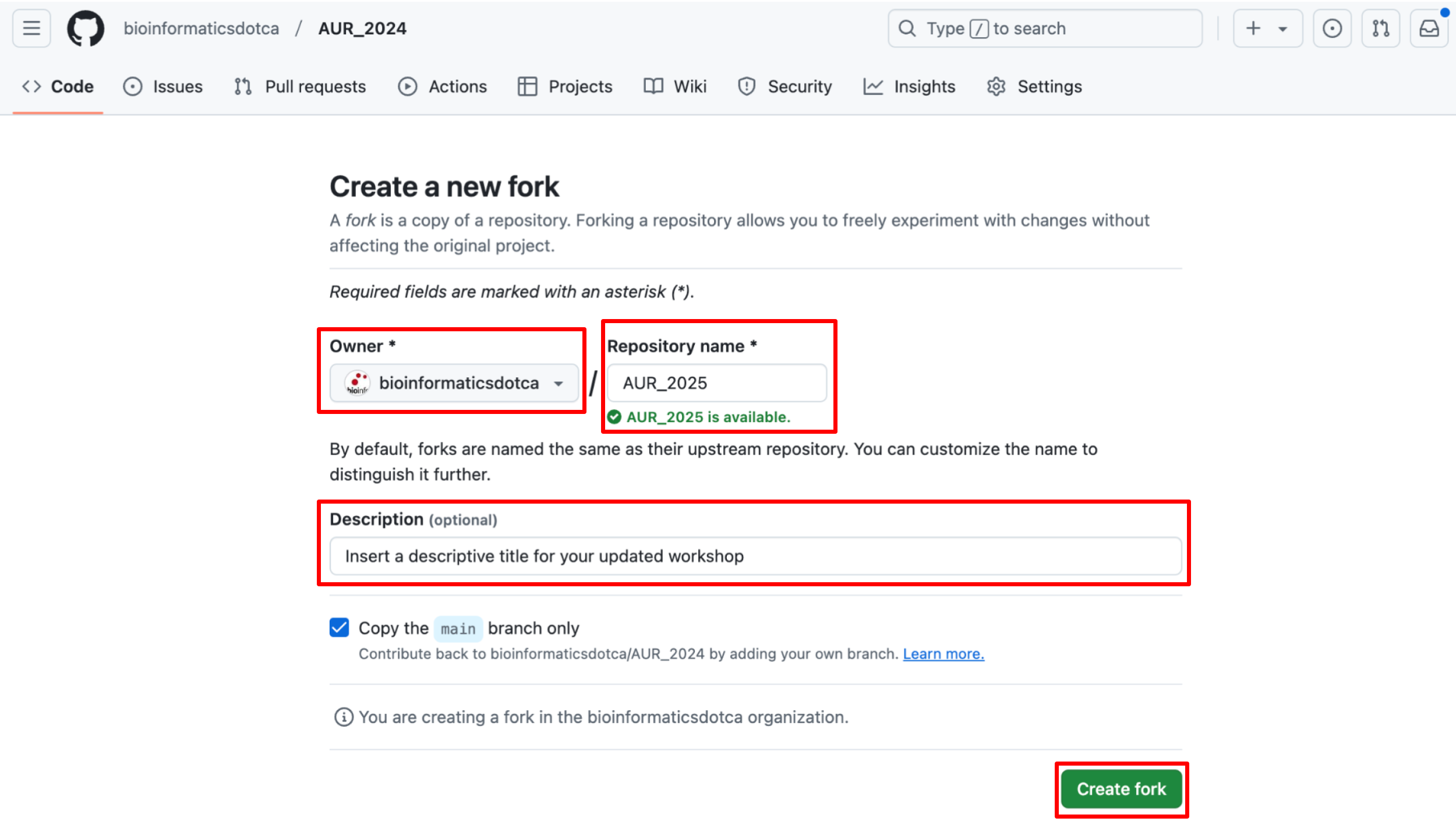 fork page, with edits highlighted