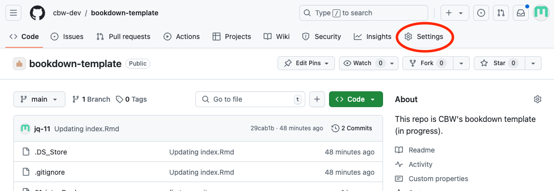 Base repo, pointing at settings