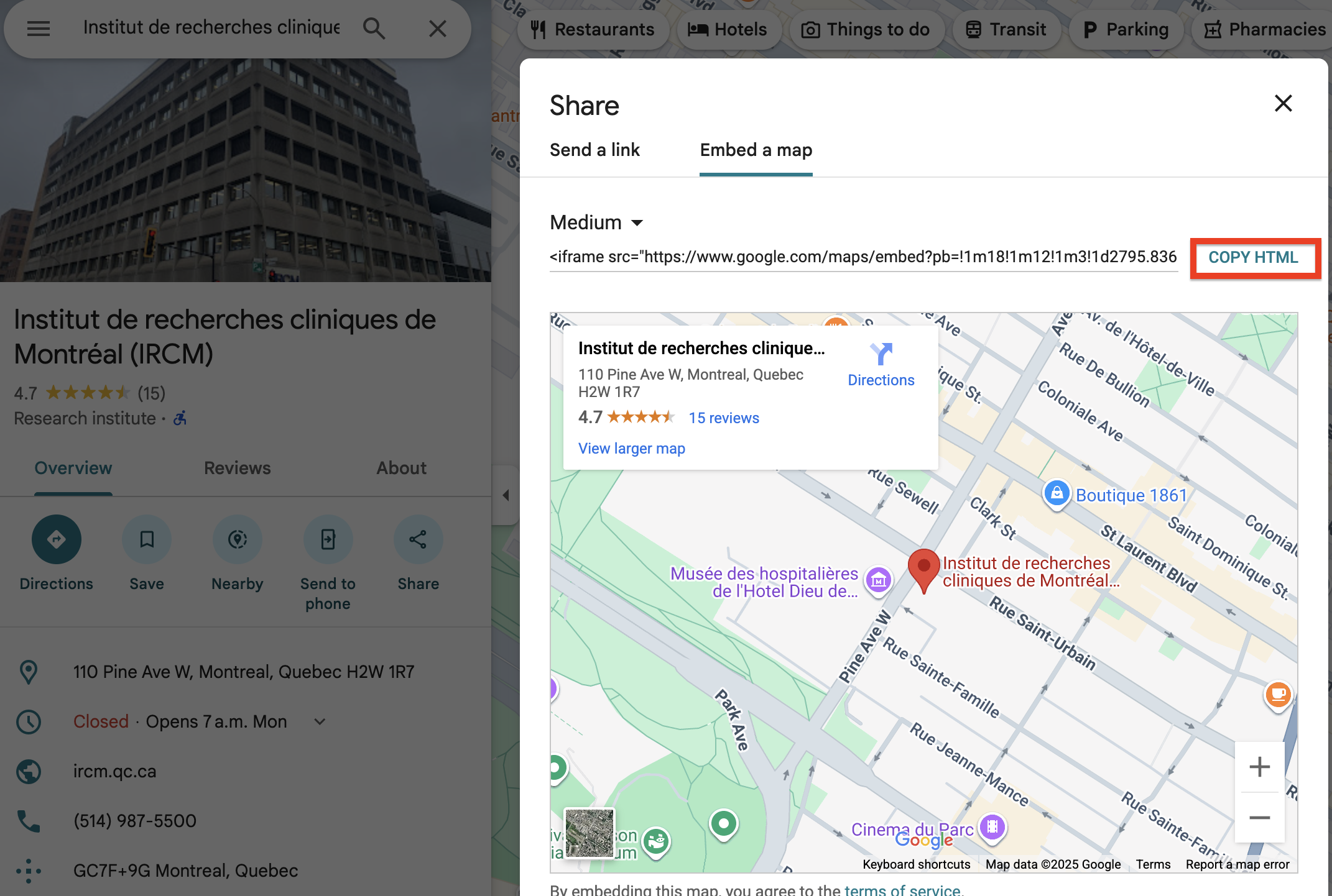 How to copy the embed code