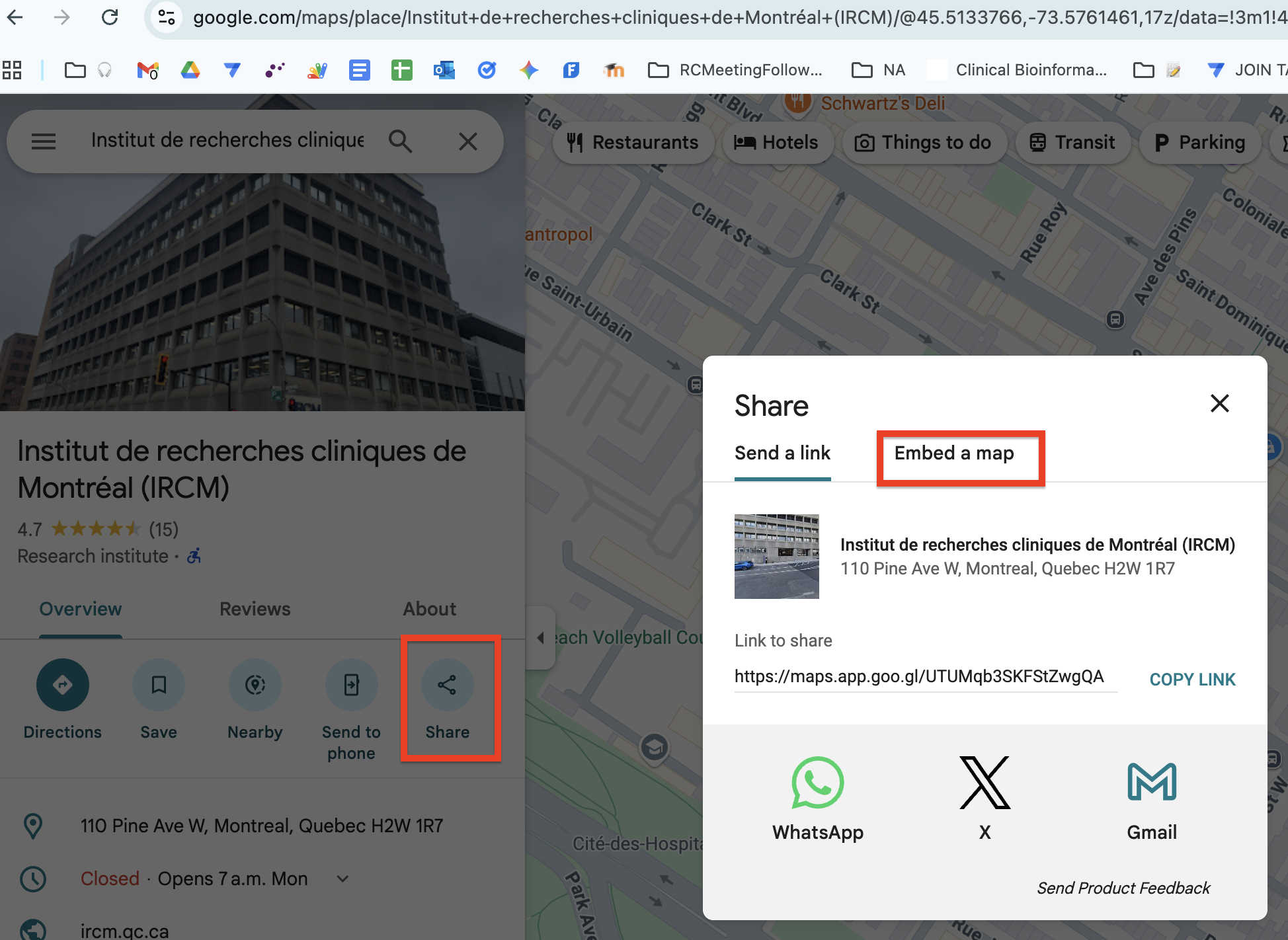 How to find the embed code for Google Maps